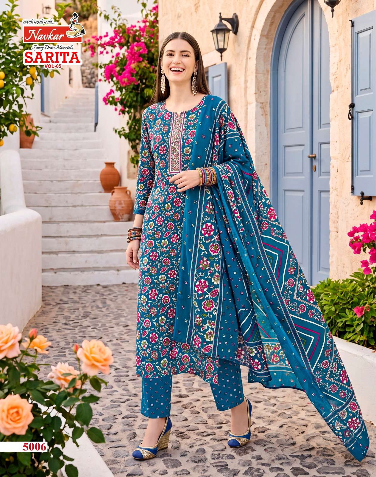 NAVKAR SARITA VOL 5 REDYMADE CATALOGUE MALESIYAN COTTON PRINT SALWAR SUIT EFFORTLESS ALL DAY